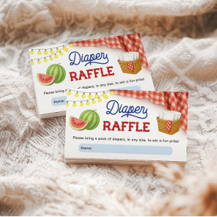 Red and Blue BBQ Baby Shower Diaper Raffle Enclosure Card