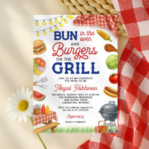 Red and Blue Blue BBQ Baby Shower Invitation