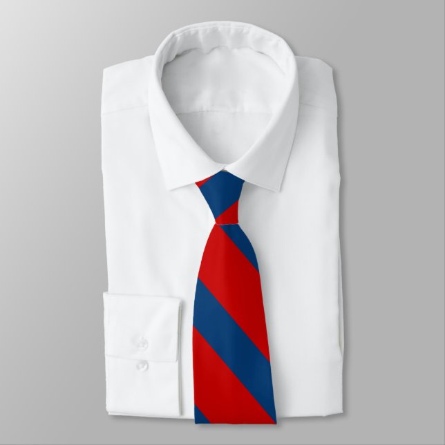 Red and Blue Broad University Stripe Tie (Tied)