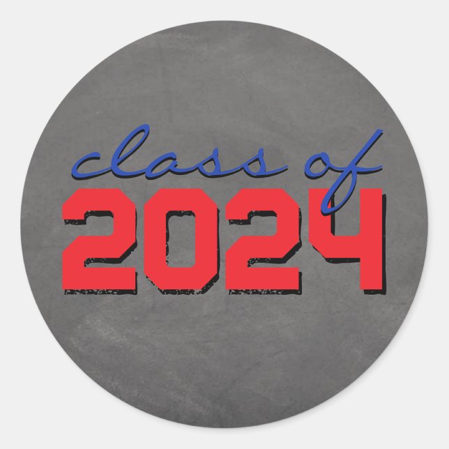 Red and Blue Chalkboard Graduation Stickers (Matching Envelopes, Return Address Labels & Envelope Seals)