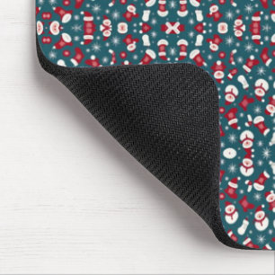 Red and blue Christmas pattern Mouse Pad