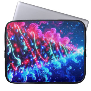 Red and Blue Christmas Tree on a Laptop Sleeve Bag