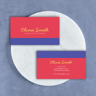 Red and Blue Colour Block Modern Business Card
