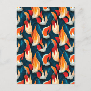 Red And Blue Colourful Flame Pattern Postcard