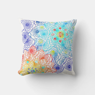 Red and Blue Colourful Floral  Cushion