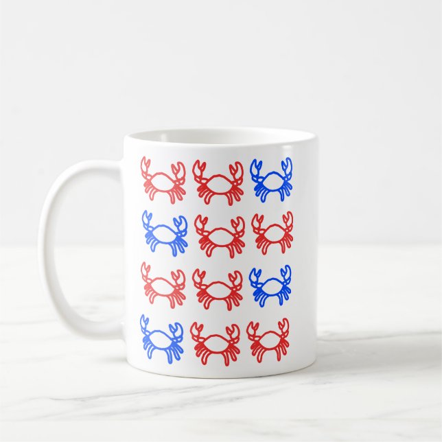Red and Blue Crab Outline Zodiac Mug  (Left)
