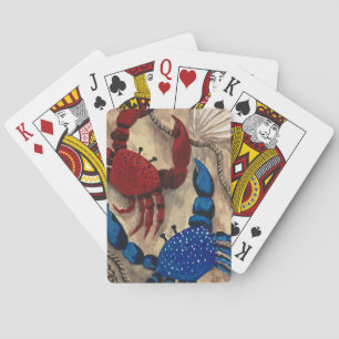 Red and Blue Crab Playing Cards