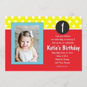Red and Blue Dots kids Birthday Invitation