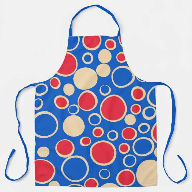 Red And Blue Dots On Blue  Apron (Front)
