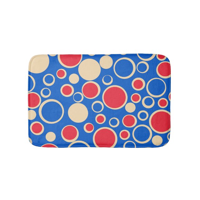 Red And Blue Dots On Blue Bath Mat (Front)