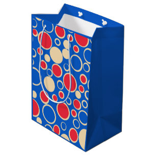 Red And Blue Dots On Blue Medium Gift Bag
