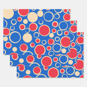 Red And Blue Dots On Blue  Wrapping Paper Sheet