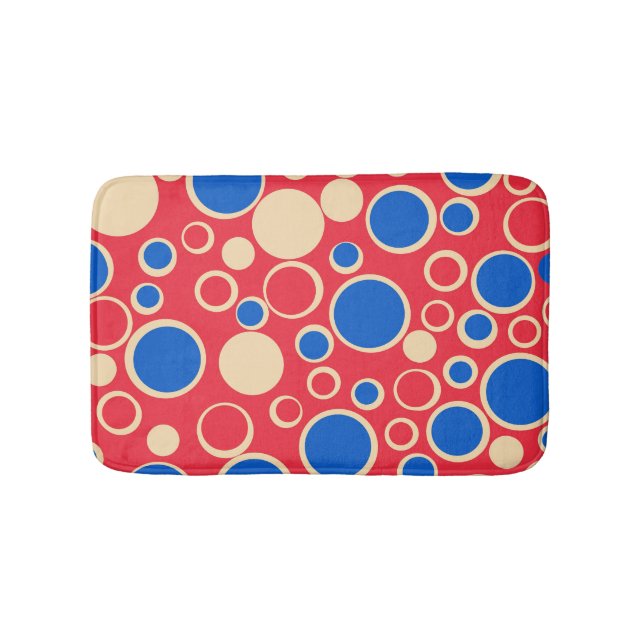 Red And Blue Dots On Red Bath Mat (Front)