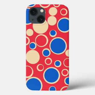 Red And Blue Dots On Red  iPhone 13 Case