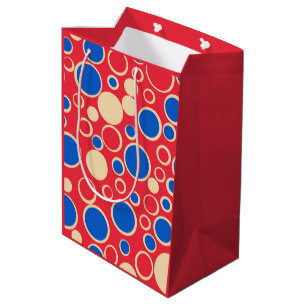 Red And Blue Dots On Red  Medium Gift Bag