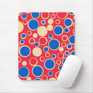 Red And Blue Dots On Red  Mouse Pad