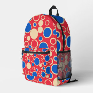 Red And Blue Dots On Red  Printed Backpack