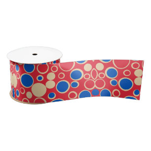 Red And Blue Dots On Red Satin Ribbon