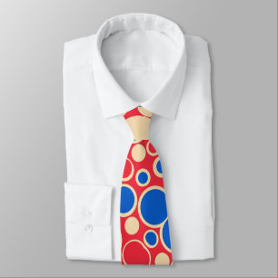 Red And Blue Dots On Red Tie