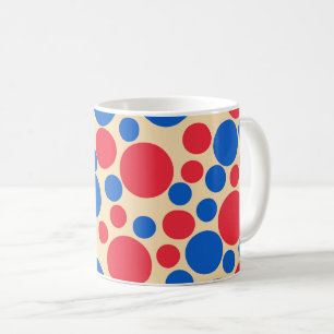 Red And Blue Dots On Tan  Coffee Mug