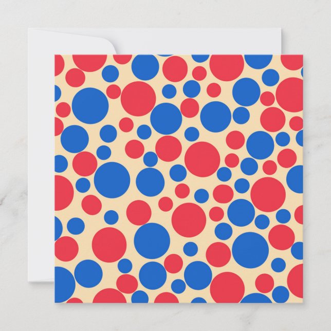 Red And Blue Dots On Tan  Holiday Card (Front)