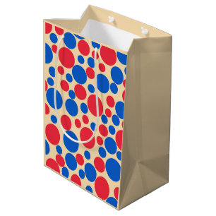 Red And Blue Dots On Tan  Medium Gift Bag