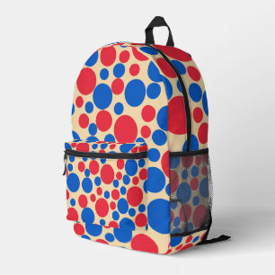 Red And Blue Dots On Tan  Printed Backpack