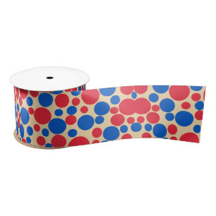 Red And Blue Dots On Tan Satin Ribbon
