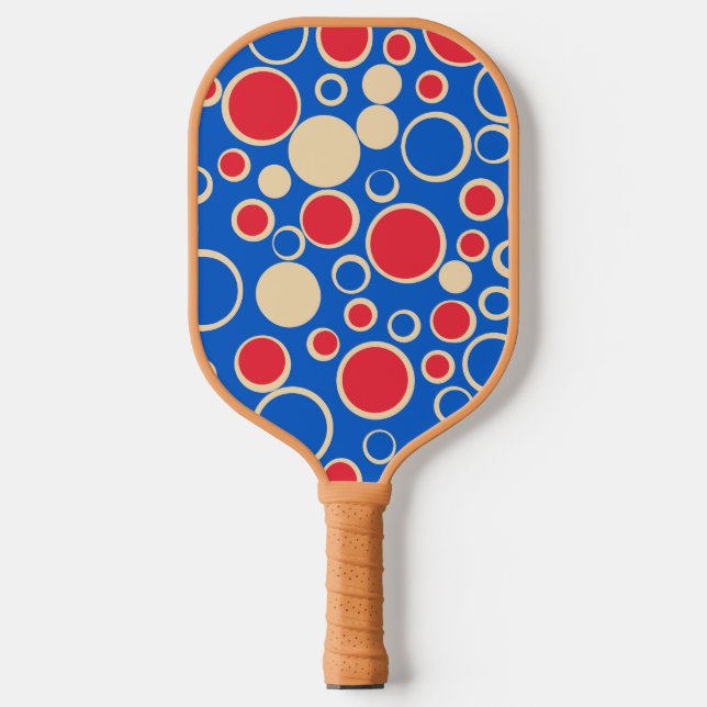 Red And Blue Dots Pickleball Paddle (Front)