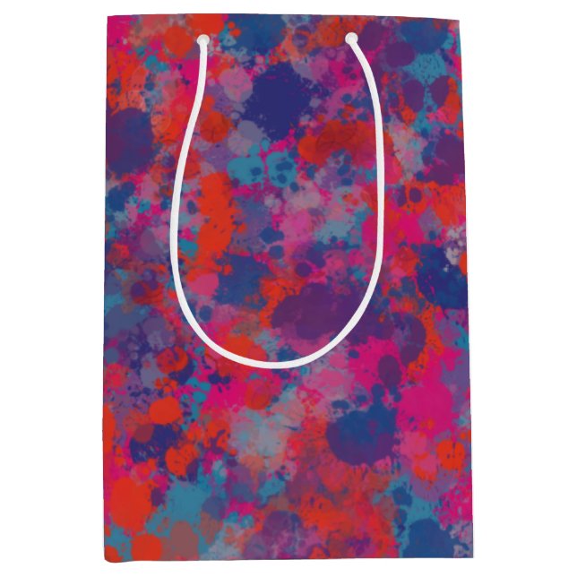 Red and Blue Drops Modern Digital Abstract Medium Gift Bag (Front)