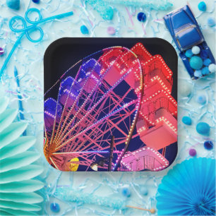 Red and blue Ferris wheel Paper Plate