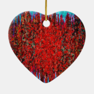 Red and blue fire and ice ceramic tree decoration