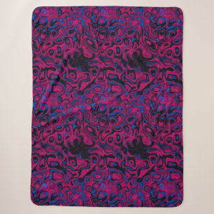 Red and Blue Fire Stone Sherpa Blanket