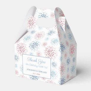 Red And Blue Fireworks Independence Day Wedding Favour Box