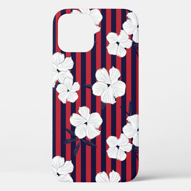 Red and blue Floral botanical seamless pattern wit Case-Mate iPhone Case (Back)