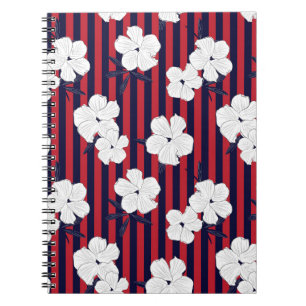Red and blue Floral botanical seamless pattern wit Notebook