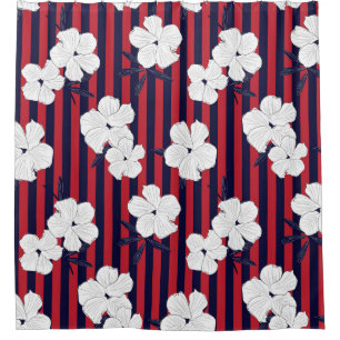 Red and blue Floral botanical seamless pattern wit Shower Curtain