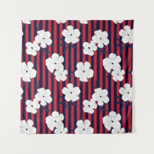 Red and blue Floral botanical seamless pattern wit Tapestry