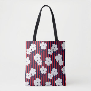 Red and blue Floral botanical seamless pattern wit Tote Bag