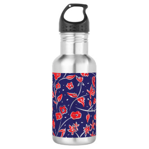 Red and Blue Floral Pattern 532 Ml Water Bottle
