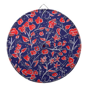 Red and Blue Floral Pattern Dartboard