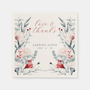 Red And Blue Flower Floral Wedding Napkin