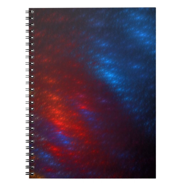 Red and Blue Fractal Spiral Notebook (Front)
