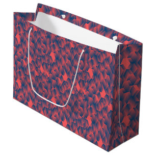 Red and blue geometric patterned gift bag
