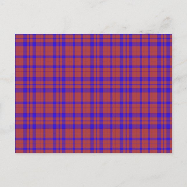 Red and Blue Geometric Plaid Postcard (Front)