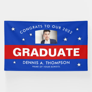 Red and Blue Graduation Custo Banner