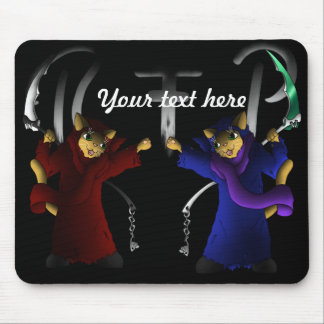 Red and Blue Grim Reaper Cats Mouse Pad