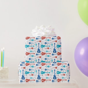 Red and Blue Guitars Wrapping Paper