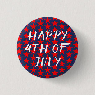 Red And Blue Happy 4th of July 3 Cm Round Badge