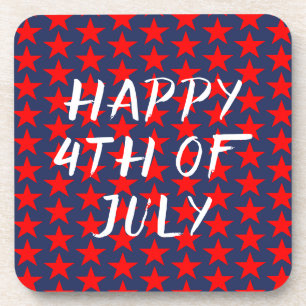 Red And Blue Happy 4th of July Coaster